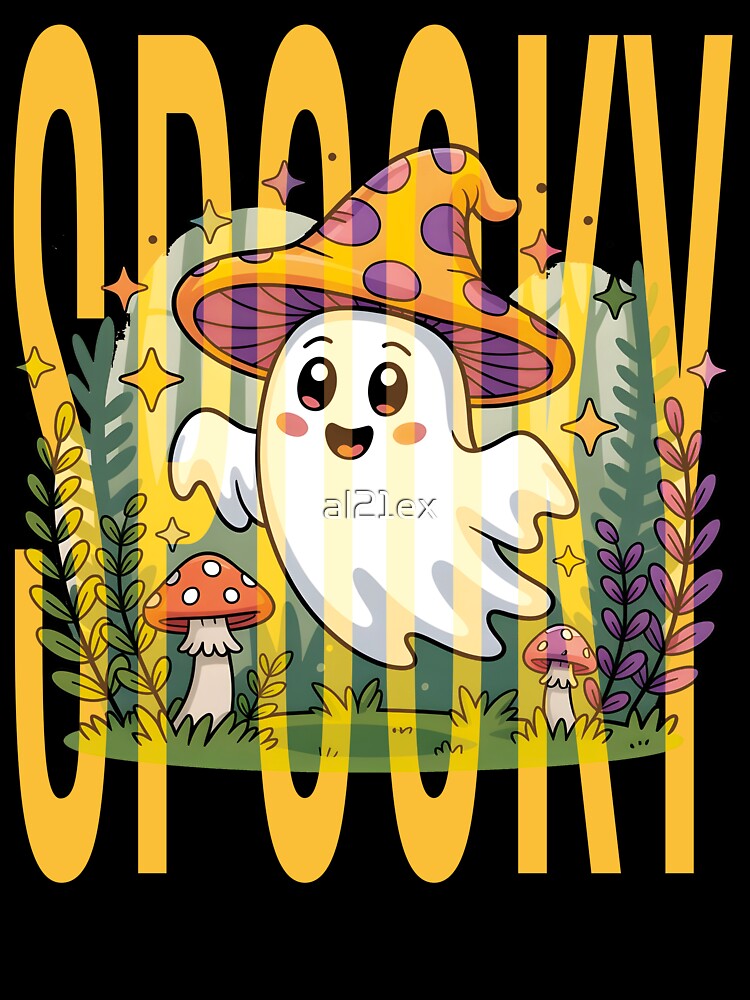 Spooky Mushroom Ghost T-Shirt | Mushroom Hat Halloween Aesthetic Tee | Whimsical Fall Graphic by al21ex