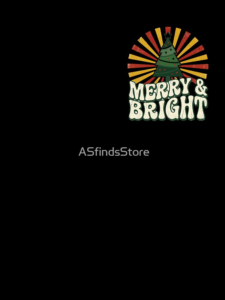 Merry And Bright Retro Christmas Tree Sunburst Vintage Groovy Holiday Design by ASfindsStore