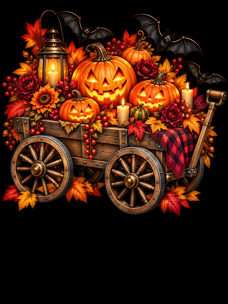 Halloween Pumpkin Wagon – Gothic Harvest & Autumn Lantern Design by Clothes With Smiling Animals Walt Gral