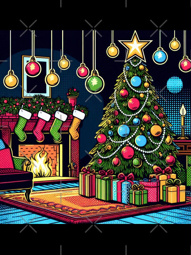Christmas Vintage Christmas tree with gifts and fireplace ,Christmas tree ,christmas retro,Christmas Vintage by Expressions-Sel