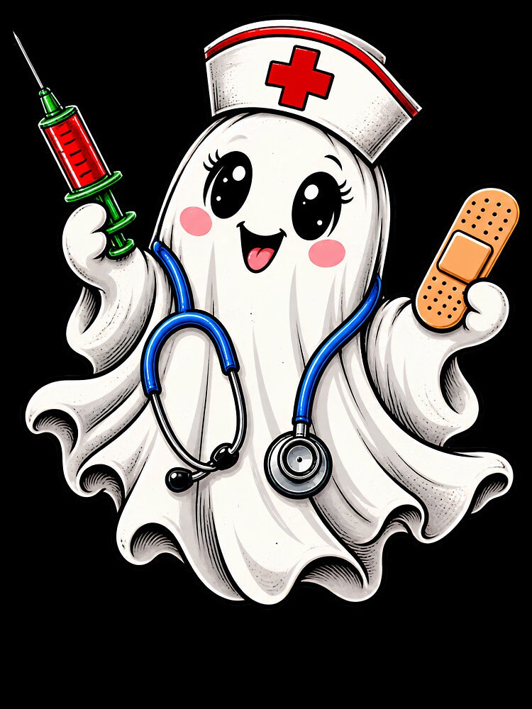 Cute Ghost Nurse Halloween Shirt Funny Spooky Nurse Life by Artbyrome
