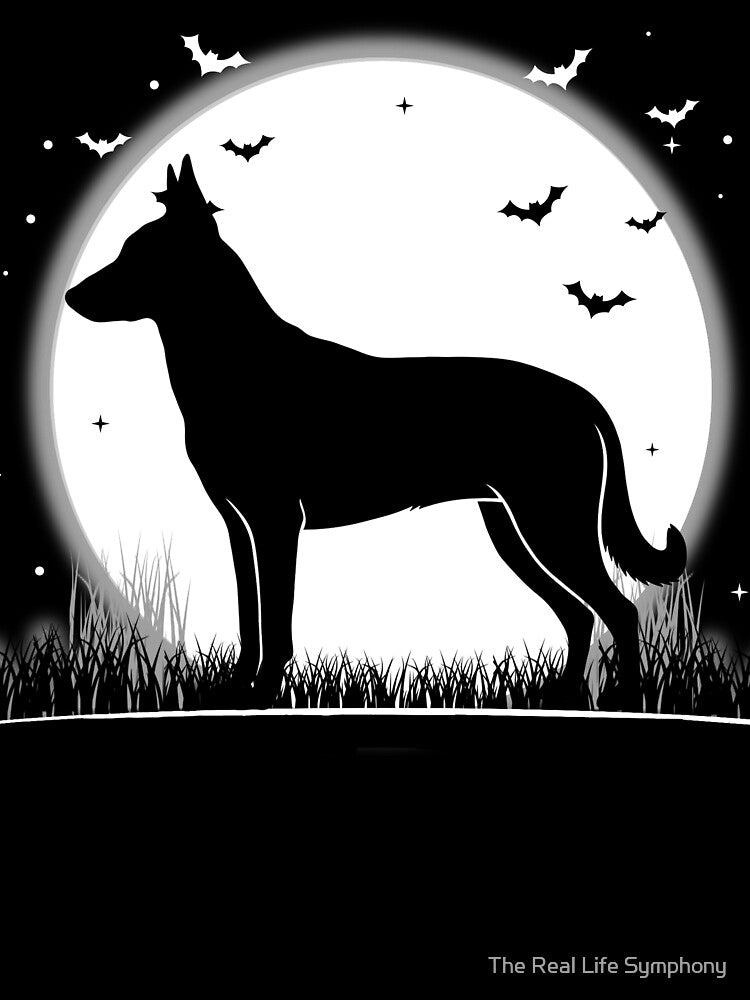 Belgian Malinois Dog – Halloween Moon Silhouette by The Real Life Symphony