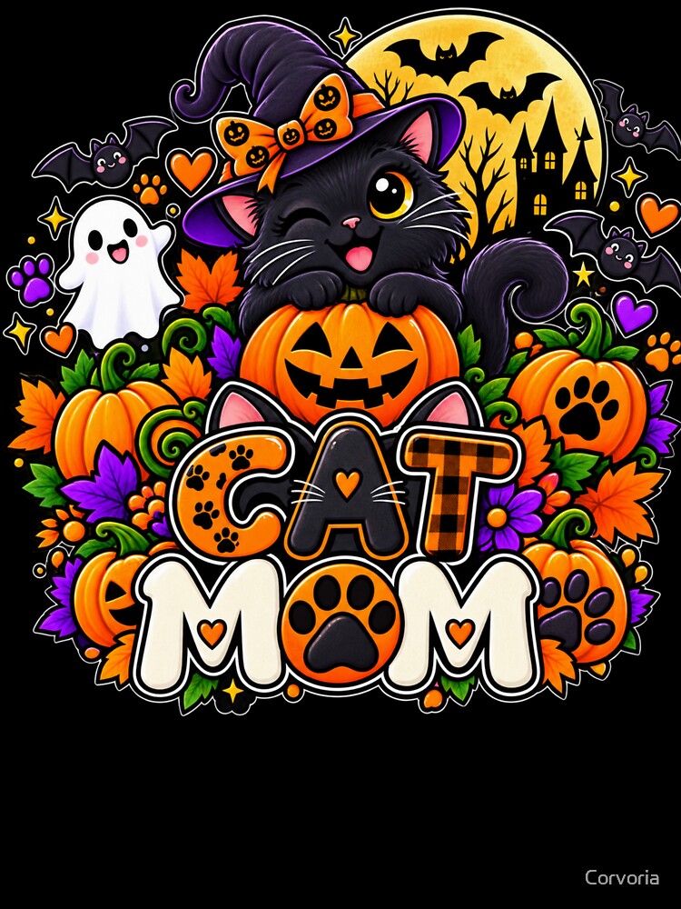Cat Mom Halloween Cat Mom Gift Cute Spooky Style by Corvoria