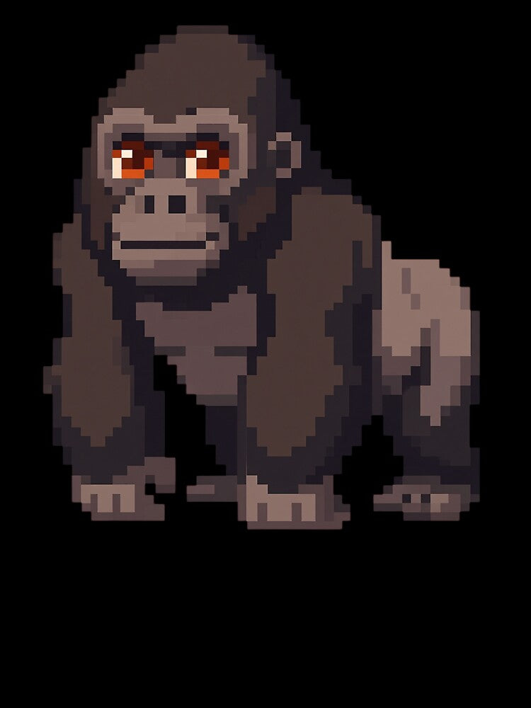 pixelated style gorilla, digital art, minimalist design by geekmania48