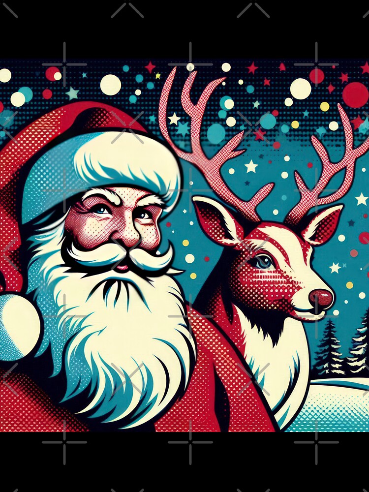 Christmas Vintage Santa Claus with a reindeer,Christmas Santa Claus ,christmas retro,Christmas Vintage by Expressions-Sel