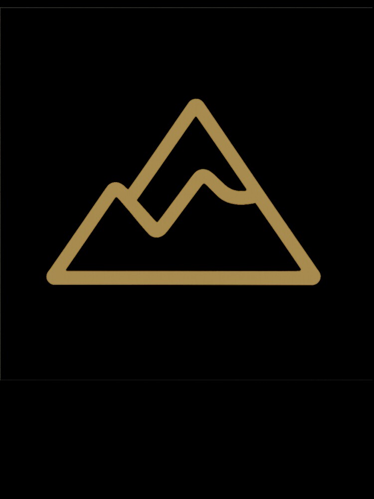 Minimal Gold Mountain – Adventure Hiking Line Art by PunchDrop