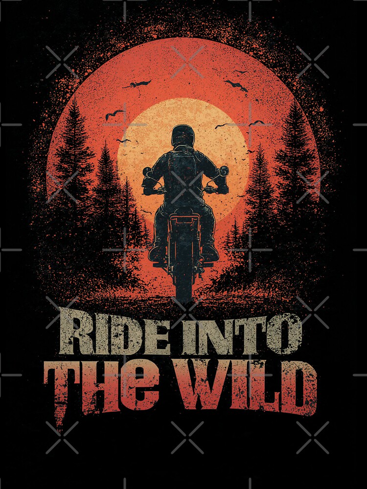Ride Into The Wild – Motorcycle Adventure Sunset Design by NiDoya