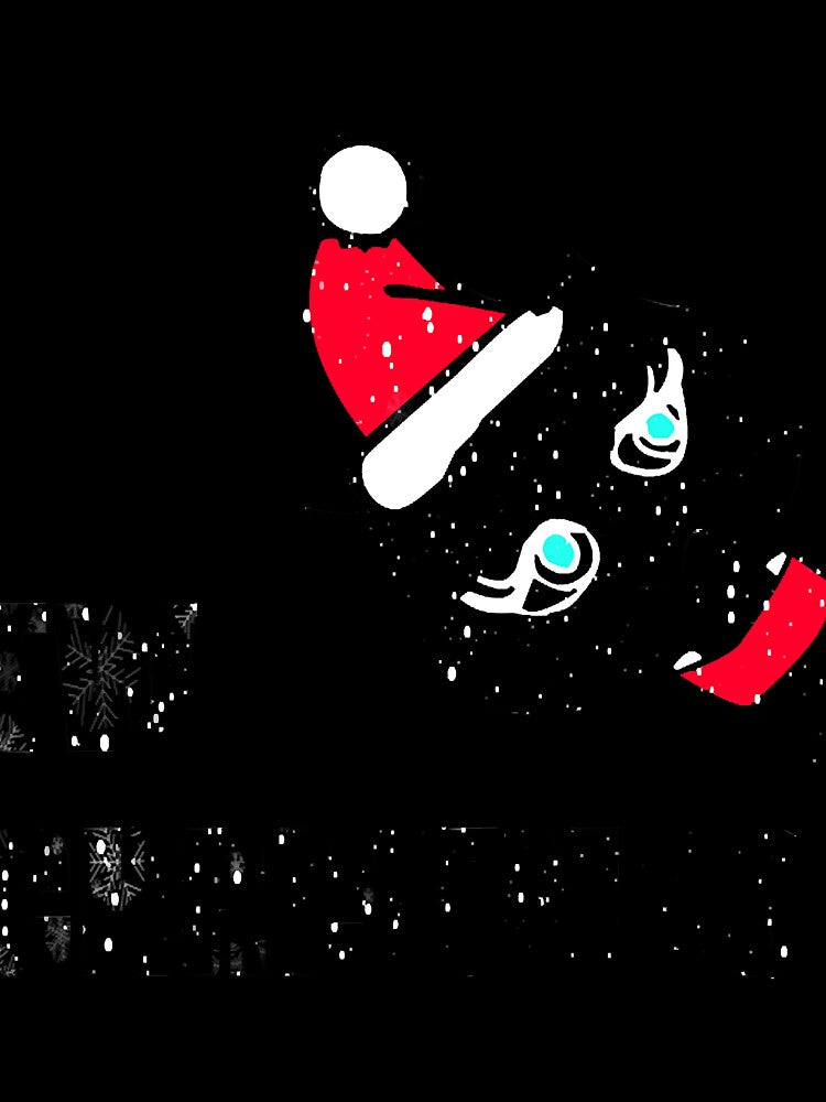 Ew Christmas Black Cat Santa Hat Cute Black Cat Christmas,Ew Christmas Vintage Funny Cat Lover T-Shi by Cynthia3979811