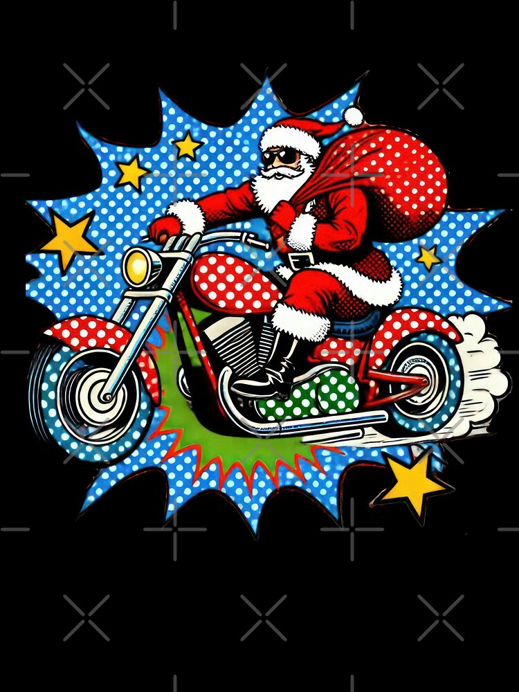 Christmas Vintage pop art Santa Claus with motorbike,Santa Claus ,christmas Vintage by Expressions-Sel