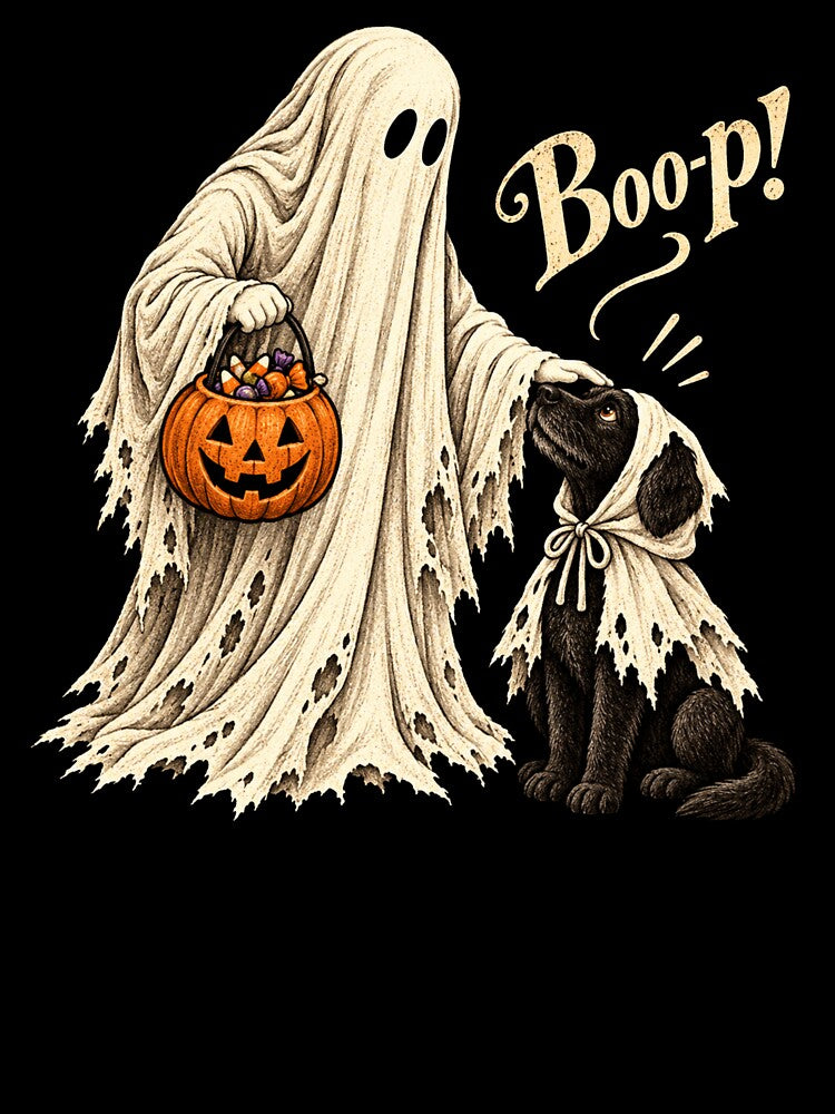 Ghost Booping Dog Nose Cute Spooky Season Halloween Illustration by hamadacolonel