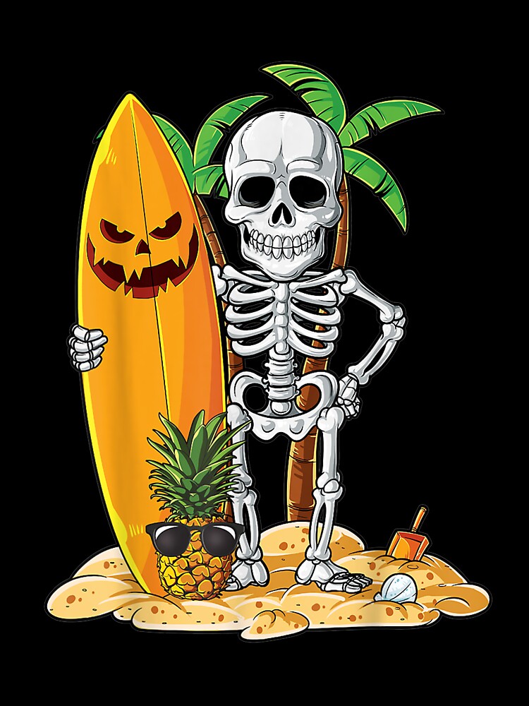Skeleton Surfing Halloween Gifts Hawaii by harolhaw