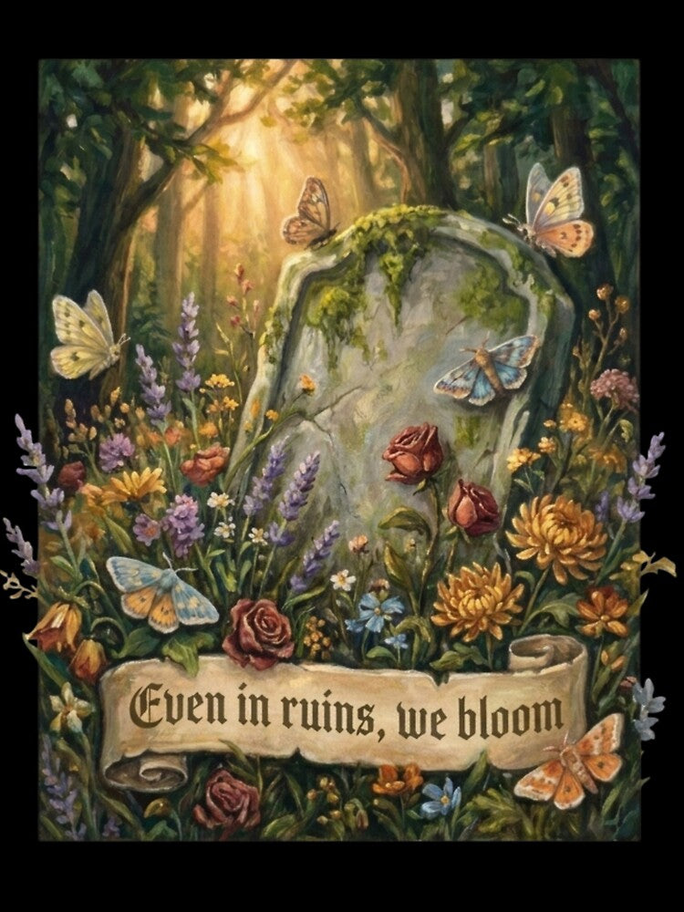 Even In Ruins We Bloom Gothic Dark Academia Tombstone by Rahaf-shop9