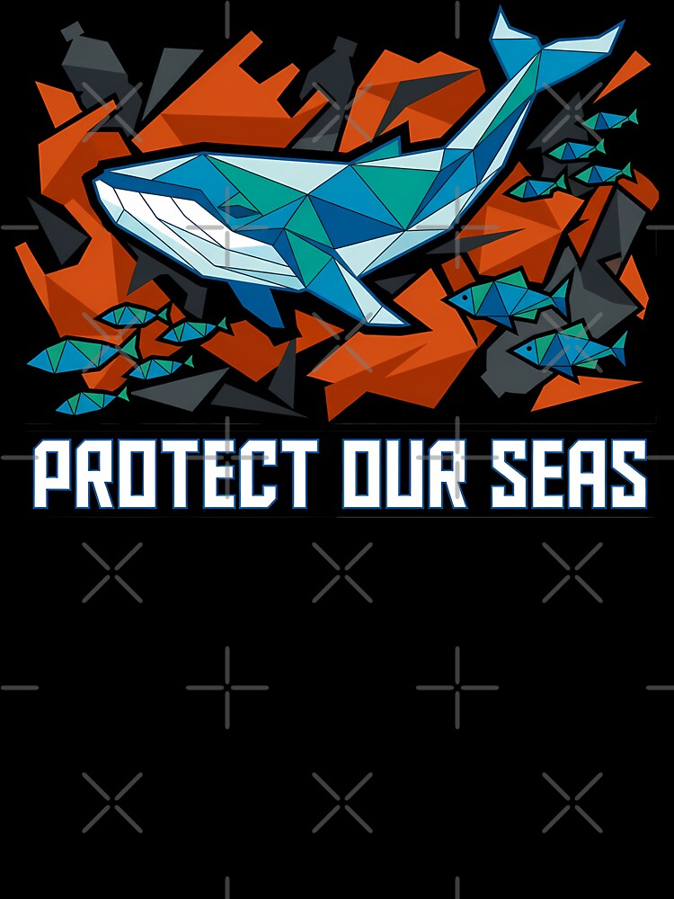 Protect Our Sea Geometric Whale Ocean Conservation Low Poly by chattsuede