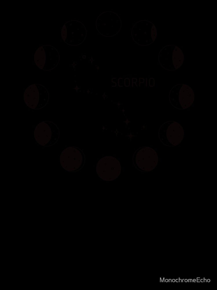 Moon phases and zodiac constellation Scorpio by MonochromeEcho