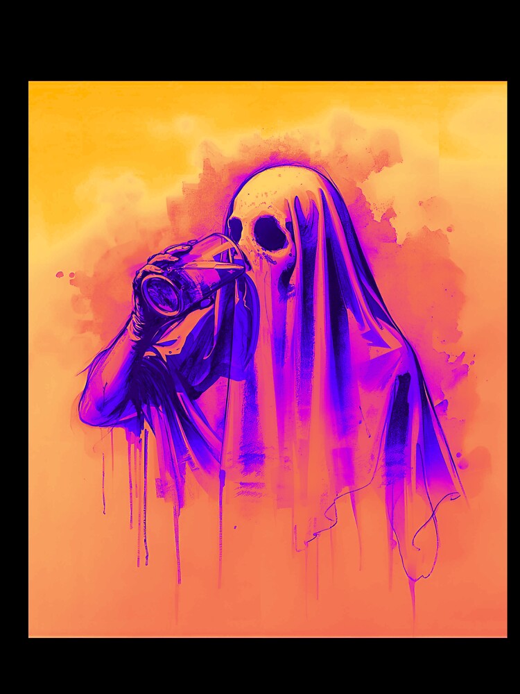 Scary Neon Ghost with a Drink by Zeel-Vibe