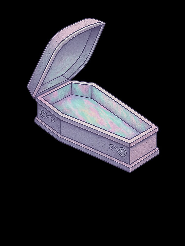 Pastel Coffin Illustration – Soft Goth Spooky Cute Coffin by Mouraludia