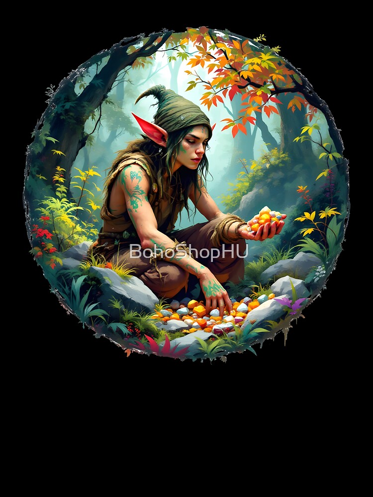 Forest elf collecting gems by BohoShopHU