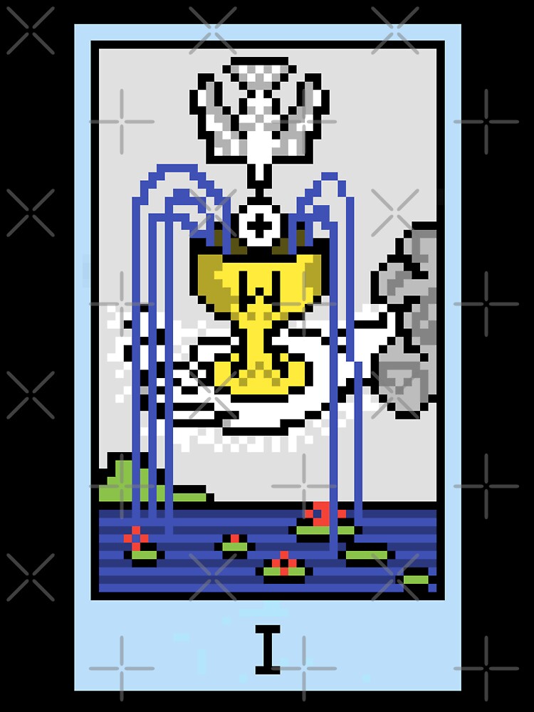 Wait, is this pixel art tarot? Yellow - Minor Arcana 'Ace of Cups' (Design for T-shirt, stickers and other accessories) by Pixel Waite