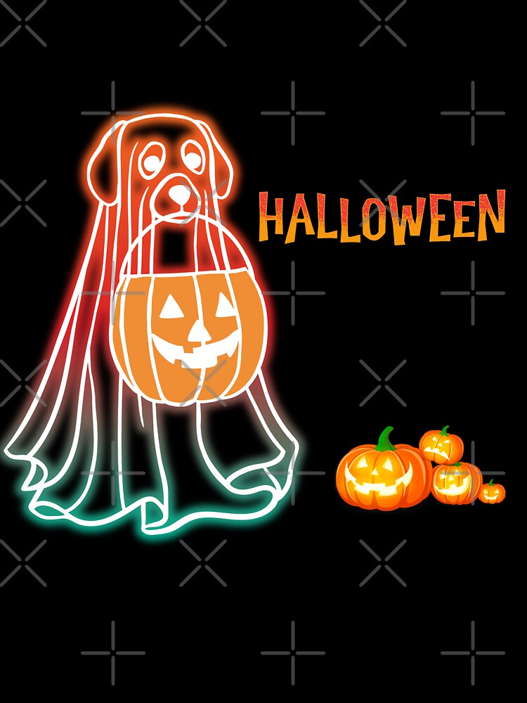 Halloween Neon Dog Art – Colorful Spooky Pet Design for Dog Lovers by Playful Strokes pom@pom