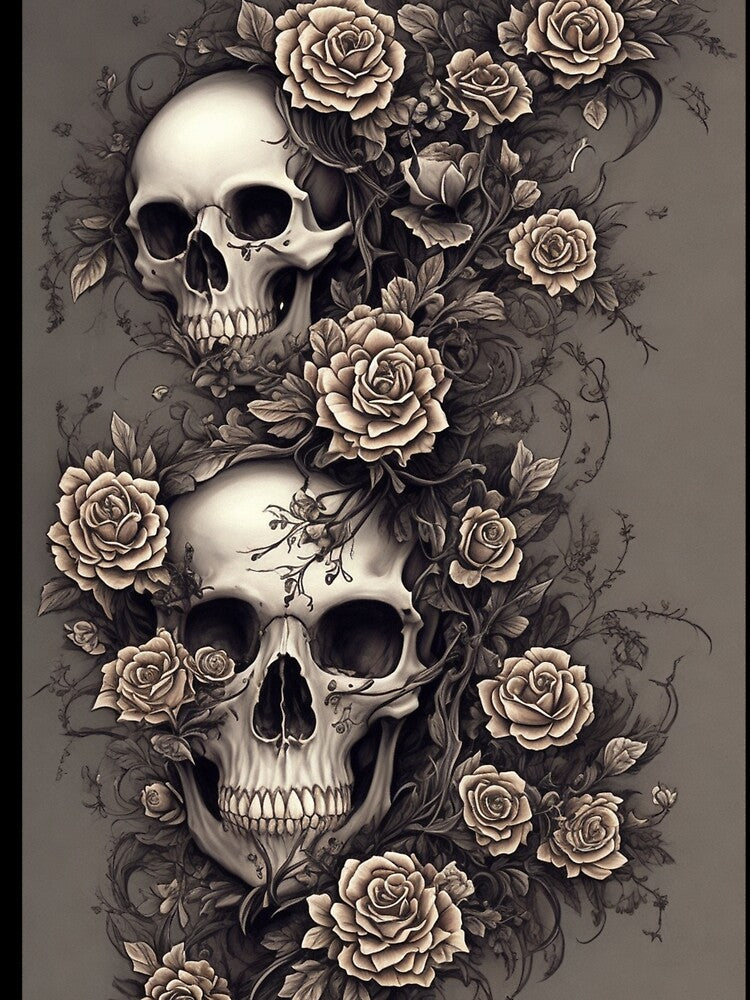 Dark Skull Flower Gothic Skeleton Cottagecore by Yellowriversss