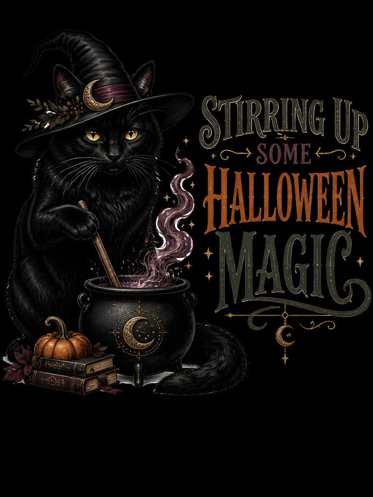Cauldron Black Cat Gothic Storybook Poster Halloween by KristenosNehk