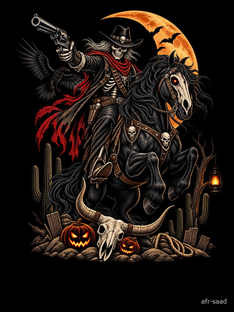 Dark Cowboy Gothic Skeleton Rider Halloween by afr-saad