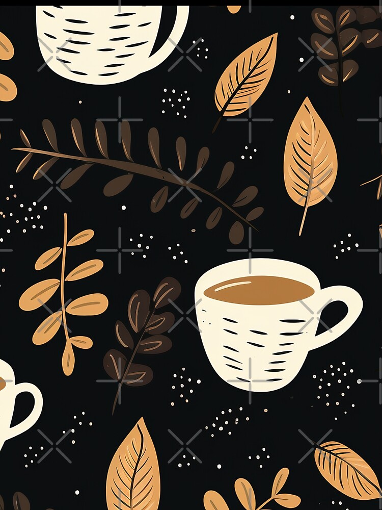 Hygge Coffee Pattern with Autumn Leaves by VintageFlorals