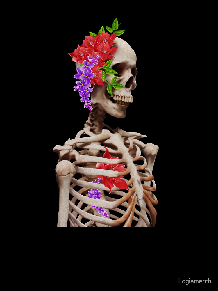 Skeleton, Skull floral Rose, Day of the Dead by Logiamerch