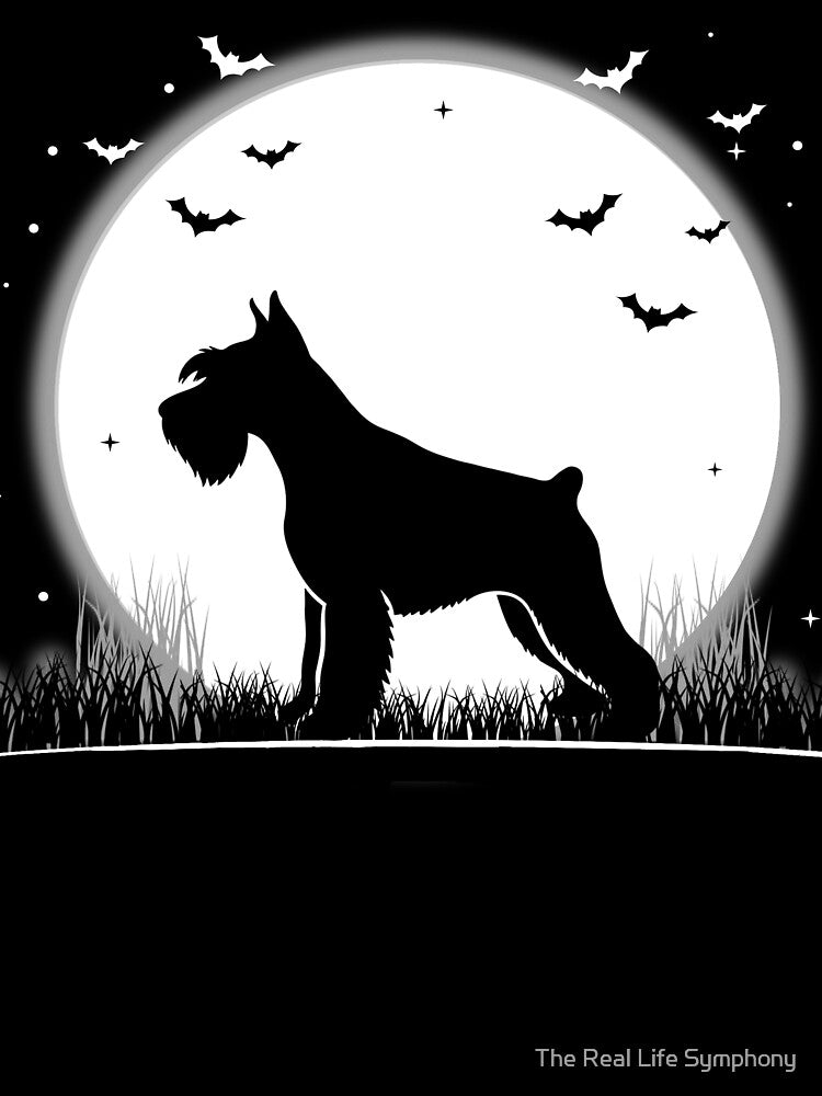 Miniature Schnauzer Dog – Halloween Moon Silhouette by The Real Life Symphony