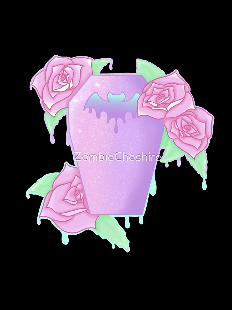 Pastel Goth Rose Coffin Tattoo Flash Design by ZombieCheshire