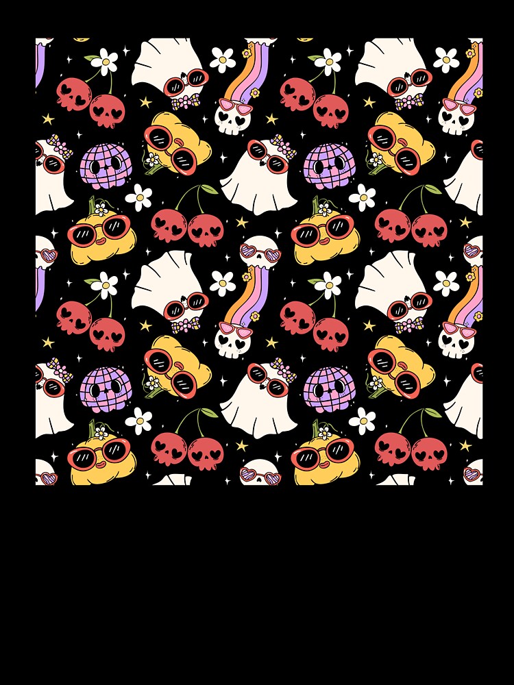 Spooky Cute Ghost and Mushroom Cartoon Pattern – Quirky Aesthetic Sticker Design by FestivityFinds