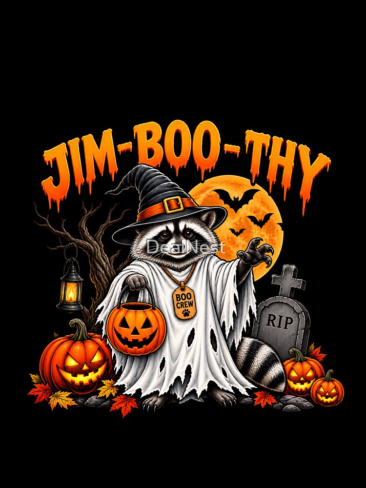 Halloween Raccoon Boo Crew T-Shirt by DealNest