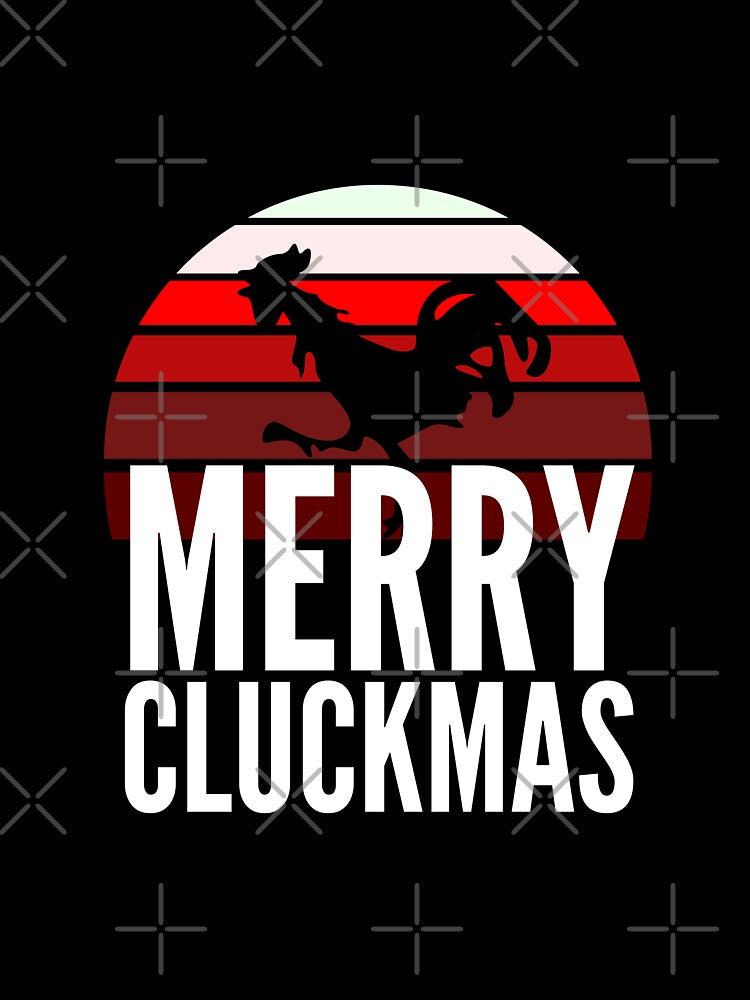 Merry Cluckmas Funny Chicken Christmas Pun With Retro Sunset by Onewivnacher