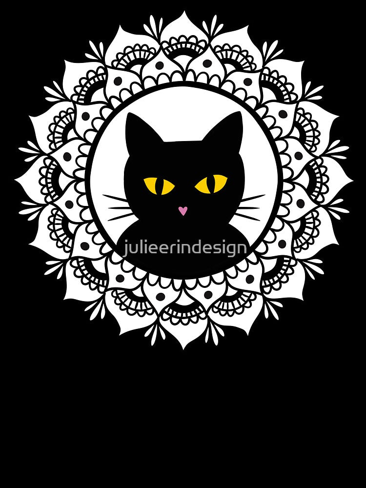 Black Cat Mandala by Julie Erin Designs