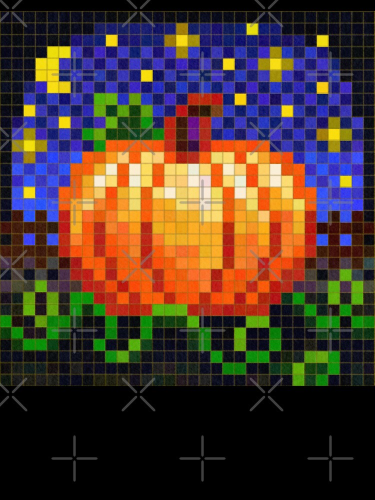 Starry Night Pumpkin Patch Pixel Art by CozyPixelFluff