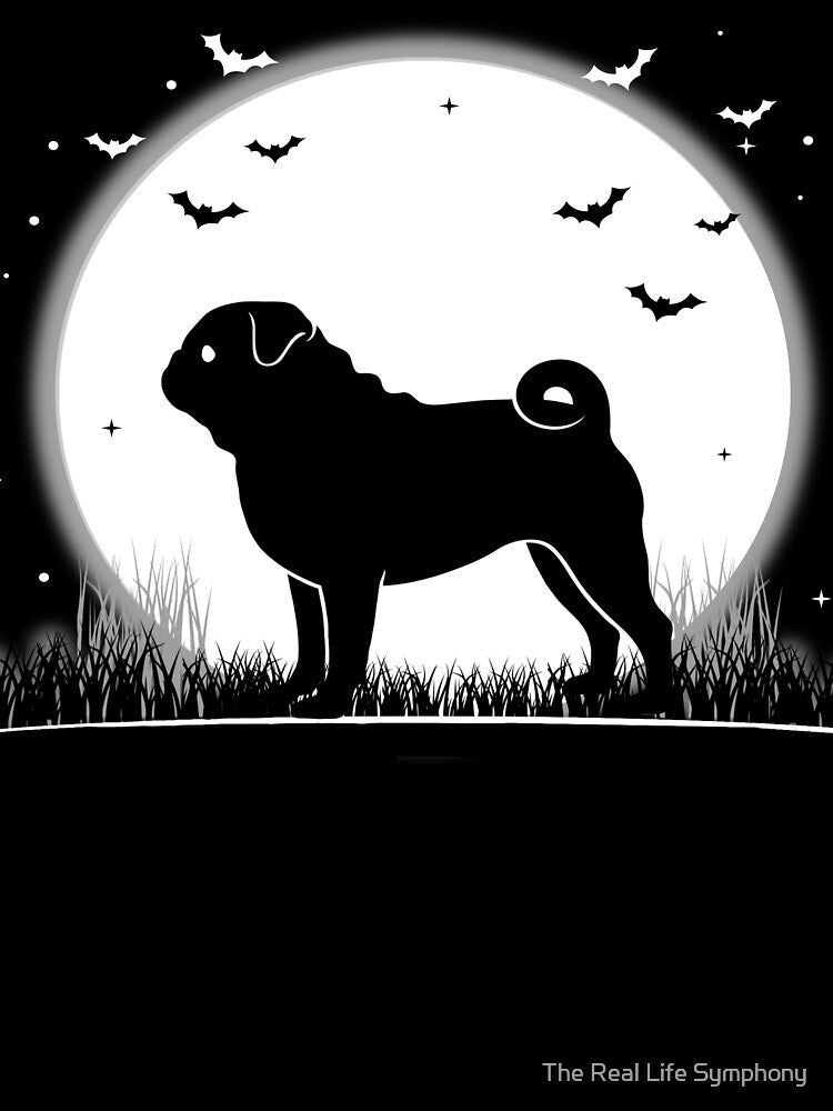 Pug Dog – Halloween Moon Silhouette by The Real Life Symphony