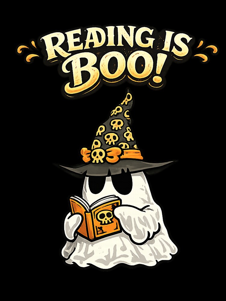 Reading Is Boo Funny Ghost Reading Book Halloween Design | Cute Spooky Book Lover Gift by sumodesign