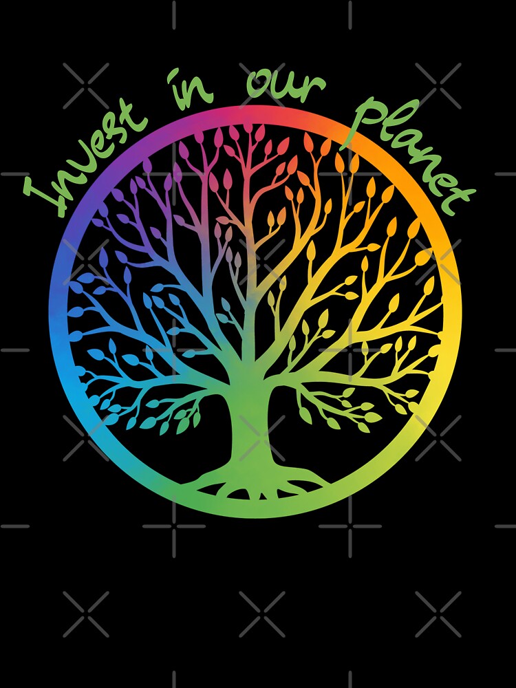 Earth Day 2023 Tree of Life - Rainbow Colors "Invest in Our Planet" Eco-Friendly Design by ElLocoMus