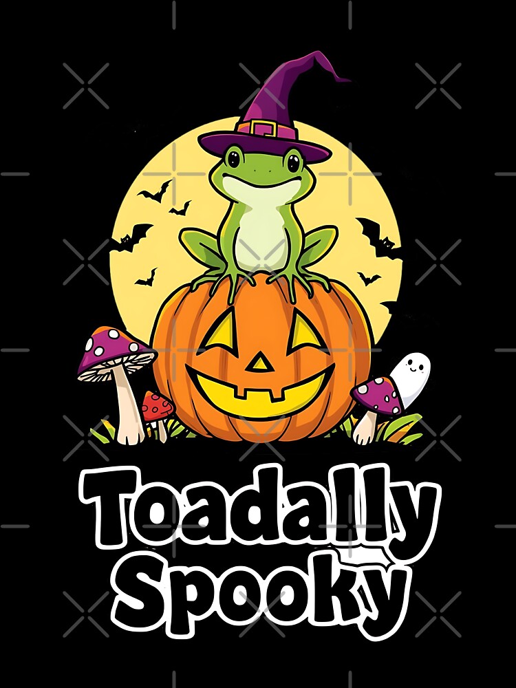 Toadally Spooky Frog on Pumpkin with Ghosts Design by ArtDesignTp