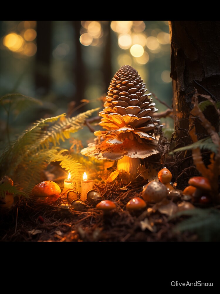 Pineforest Pinecone Mushroom House Poison Mushroom Cookie Mushroom Hunting Mushroom Winter by OliveAndSnow