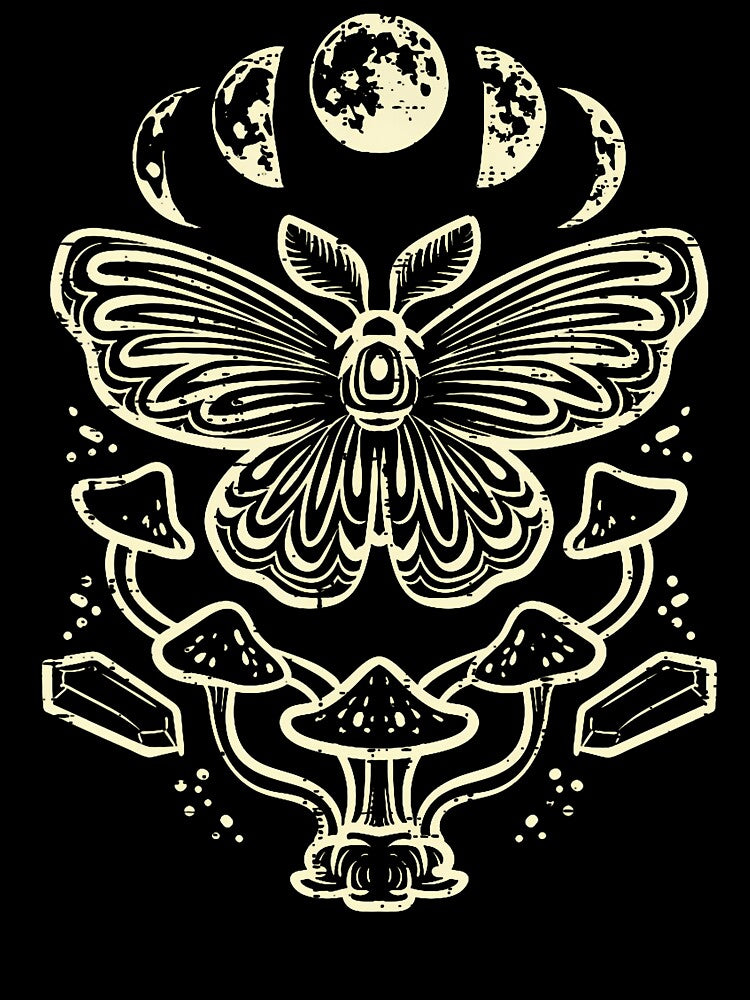 Moth Moon Phases Mushroom Goblincore Grunge Women Men by BeverlyBrenda