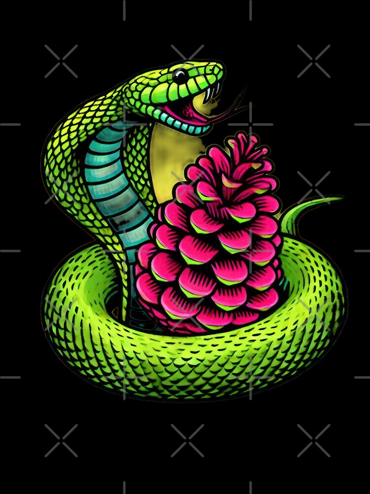 neon green snake with pine cone,christmas snake,christmas animals,christmas Vintage by Expressions-Sel