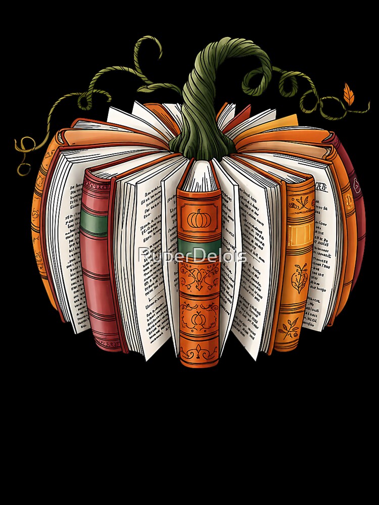 Pumpkin Book Stack Cozy Autumn Reading Season For Book Lovers by RuperDelois