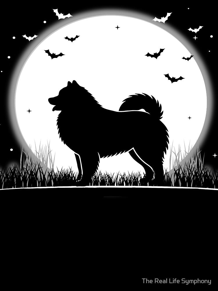Samoyed Dog – Halloween Moon Silhouette by The Real Life Symphony