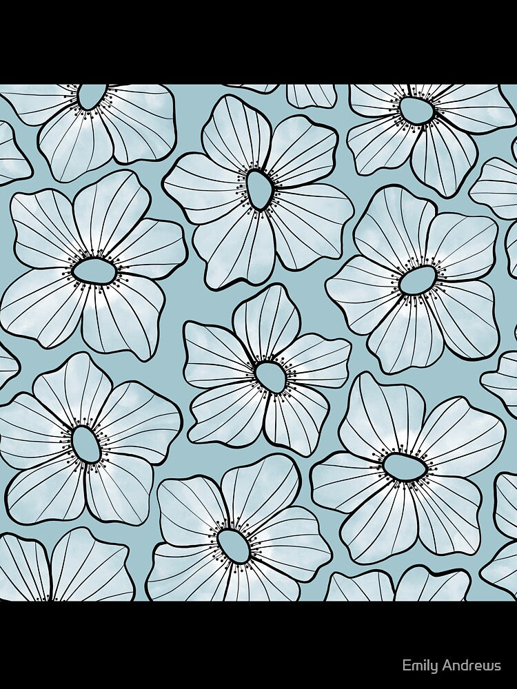 White Anemone - Blue by PaintdFoxStudio