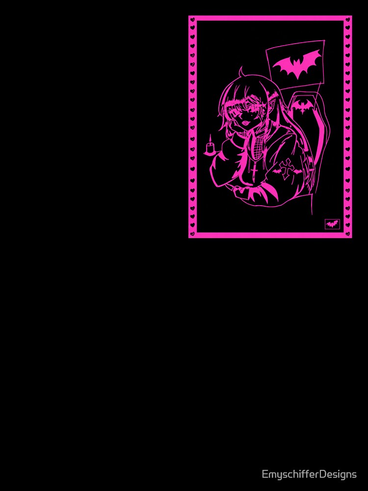 Pink Gothic Vampire Gamer Girl Line Art by EmyschifferDesigns