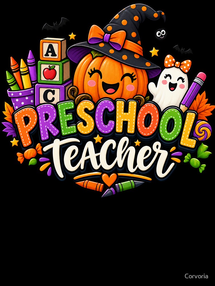 Preschool Teacher Halloween Gift Cute Pumpkin Ghost Style by Corvoria