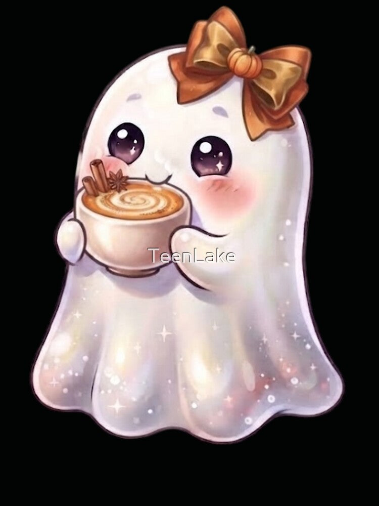 Pumpkin Spice Cute Kawaii Ghost Design / Halloween / Cafe / Orange / Ghosts / Foodie / Drinks / T-shirts, mugs, stickers, pillow, socks, blanket poster by TeenLake