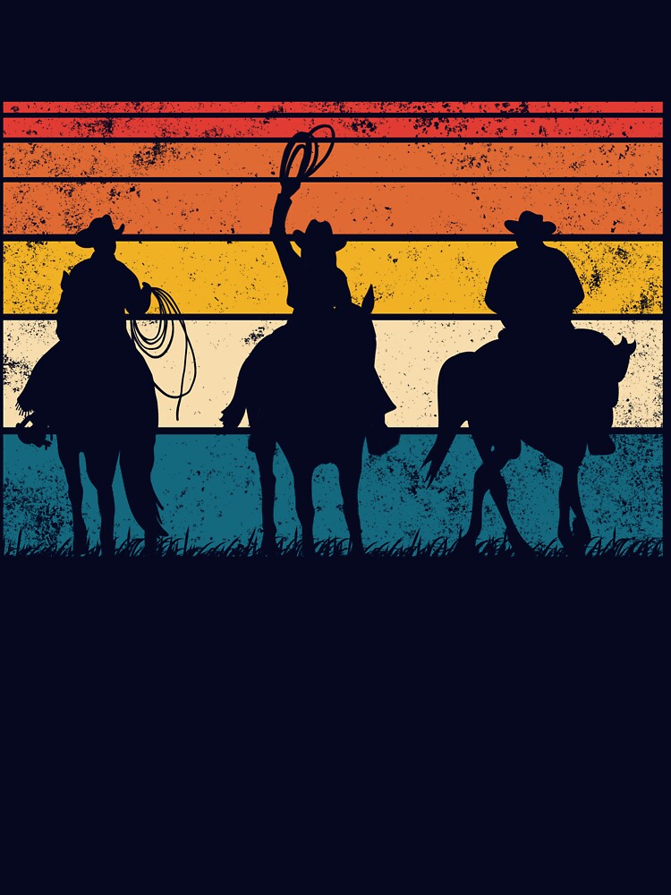 Rodeo Cowboy Horse Wranglers Retro Sunset Cowboy Gear by DynamicDesign