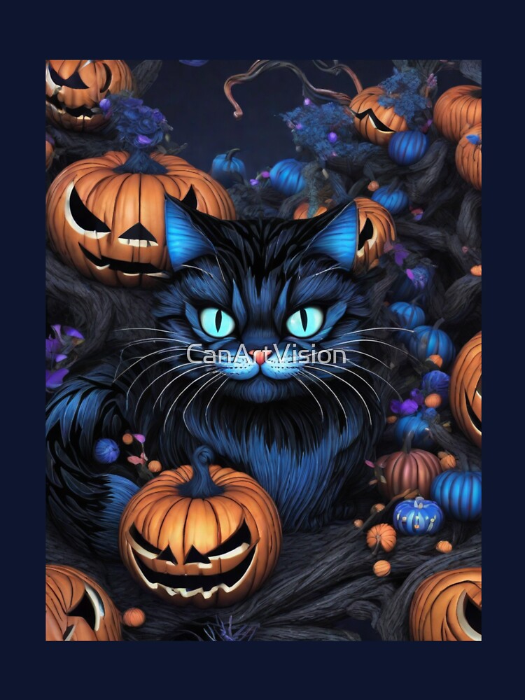 Black Cat Halloween – Glowing Pumpkins by CanArtVision